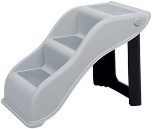 lot 7078 image: TRIXIE 3 Step Pet Stairs, Lightweight and Collapsible, Easy to Store, Non-Slip Treads, Gray
