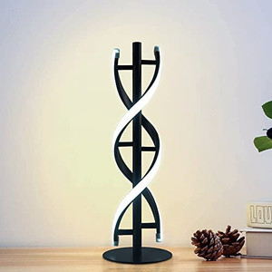 lot 8014 image: Spiral LED Table Lamp, Curved LED Desk Lamp, Modern Minimalist Design, 12W Warm White Light, Creative Acrylic LED Modeling Lamp Perfect for Bedroom Living Room (Black) (Double Spiral)