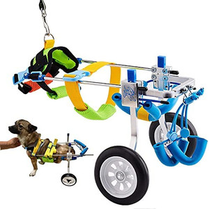 lot 8017 image: HobeyHove Adjustable Dog CartWheelchair for Back Legs��PetDoggie Wheelchairs with Disabled Hind Legs Walking��Light Weight (7-Size)(XXS)