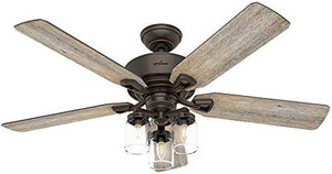 lot 8019 image: Hunter Indoor Ceiling Fan, with remote control - Devon Park 52 inch, Onyx Bengal, 54201