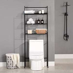 lot 8023 image: MallBoo Toilet Storage Rack, 3 -Tier Over-The-Toilet Bathroom Spacesaver - Easy to Assemble,9.5 D x 26.7 W x 64.4 H(Black)
