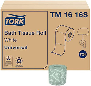 lot 8032 image: Tork Toilet Paper Roll White T24, Universal, 2-Ply, 96 x 500 sheets, TM1616S