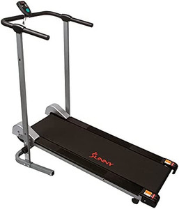 lot 8037 image: Sunny Health & Fitness SF-T1407M Foldable Manual Walking Treadmill, Gray