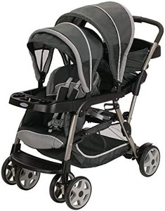 lot 8045 image: Graco Ready2Grow LX Stroller  12 Riding Options  Accepts 2 Graco SnugRide Infant Car Seats, Glacier