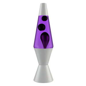 lot 25271 image: Black and Purple 14.5-Inch Lava Lamp with Aluminum Base and Cap