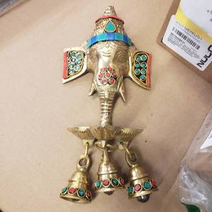 lot 25288 image: antique indian elephant 3 bell chime