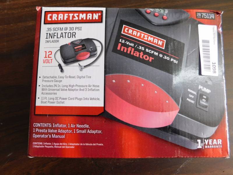 lot 1098 image: Craftsman 12 volt inflator