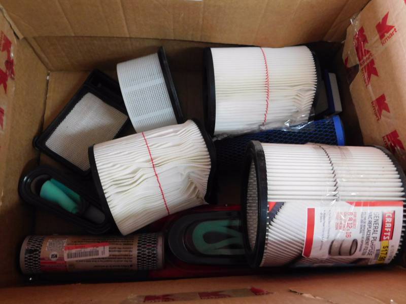 lot 1120 image: Lot of Craftsman shop vac filters lawn tractor air filters