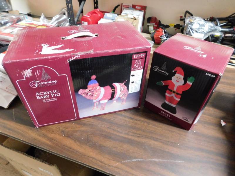 lot 1061 image: 2 Christmas items - pig and blow up Santa