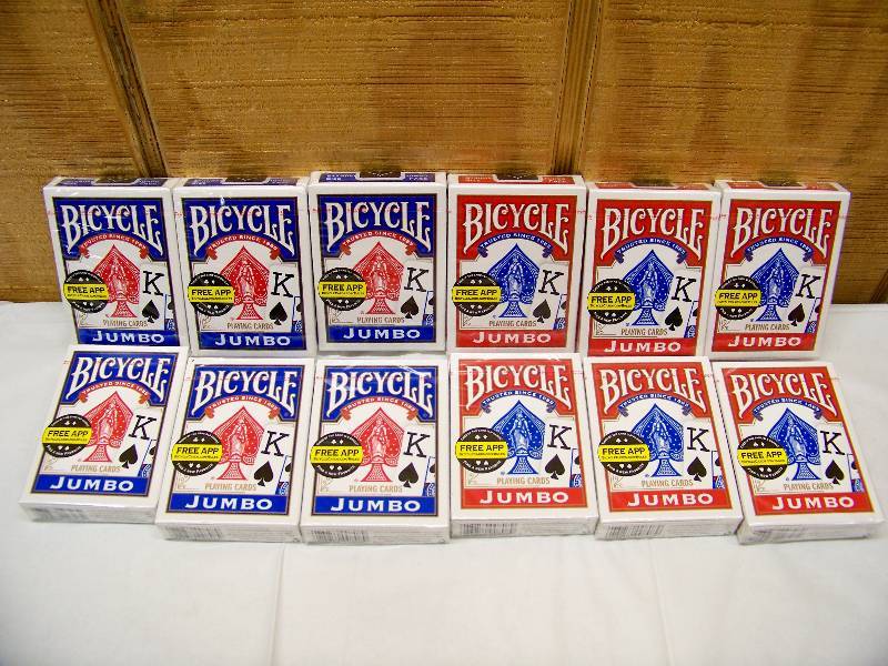 lot 14 image: 12 Decks Bicycle Jumbo Playing Cards