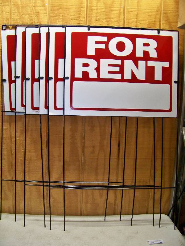 lot 460 image: 6 For Rent Signs on Metal Stakes
