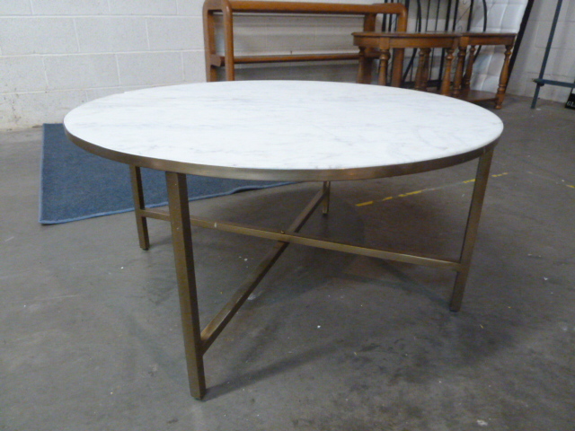 lot 18 image: MARBLE & METAL COFFEE TABLE