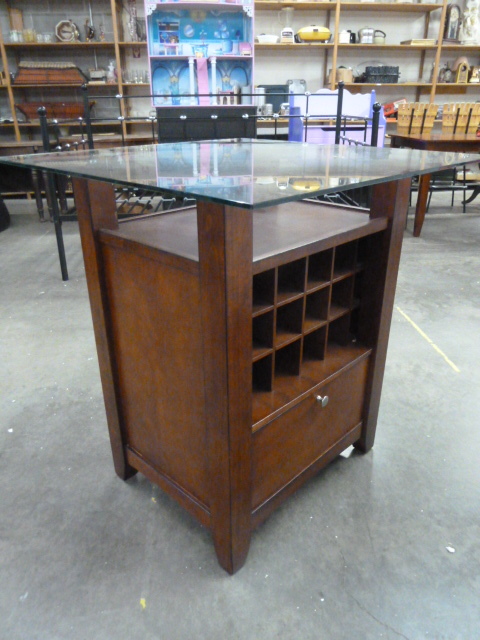 lot 14 image: GLASS TOP BAR with wine storage