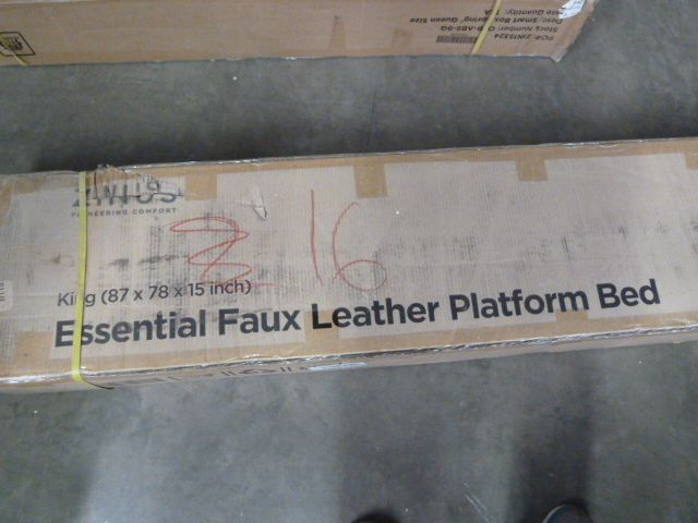 lot 23 image: KING SIZE - ESSENTIAL FAUX LEATHER PLATFORM BED