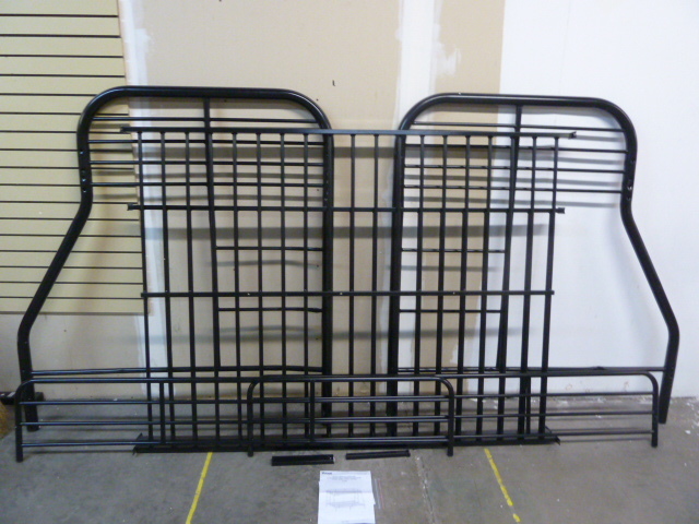 lot 34 image: BLACK TWINFULL SIZE BUNKBED -METAL....has a few dents and dings...no hardware