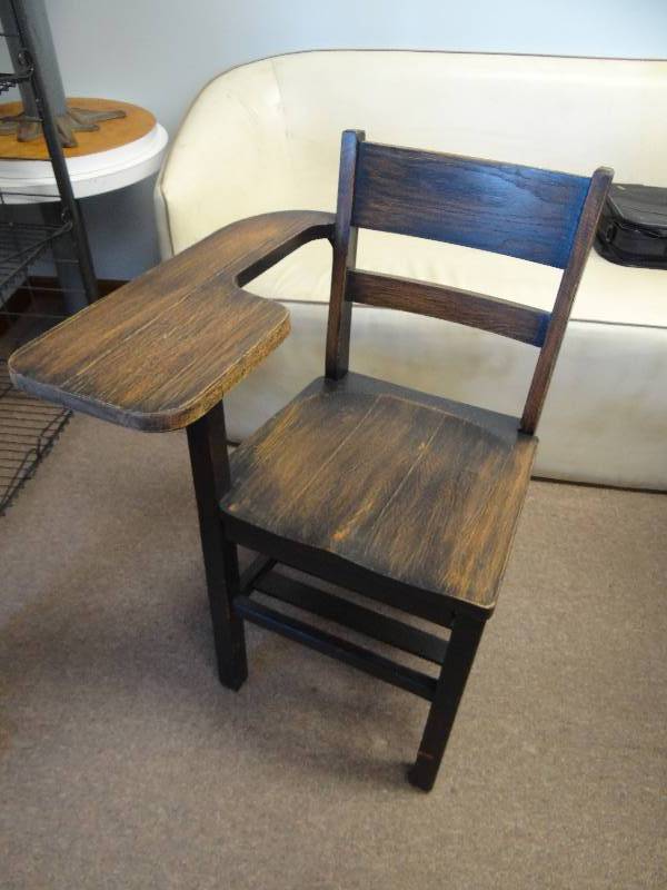 lot 2888 image: Solid Dark Finish Antique Desk Chair