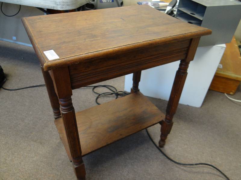 lot 2915 image: Solid Wood Dark Finish Side Table