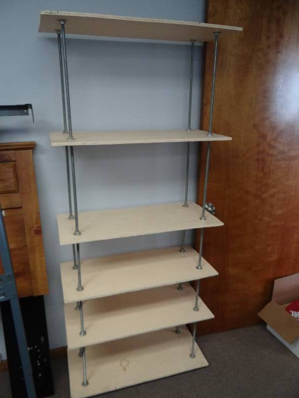 lot 2933 image: 6 Tier Wood Shelf Custom Made Fully Adjustable Shelfs