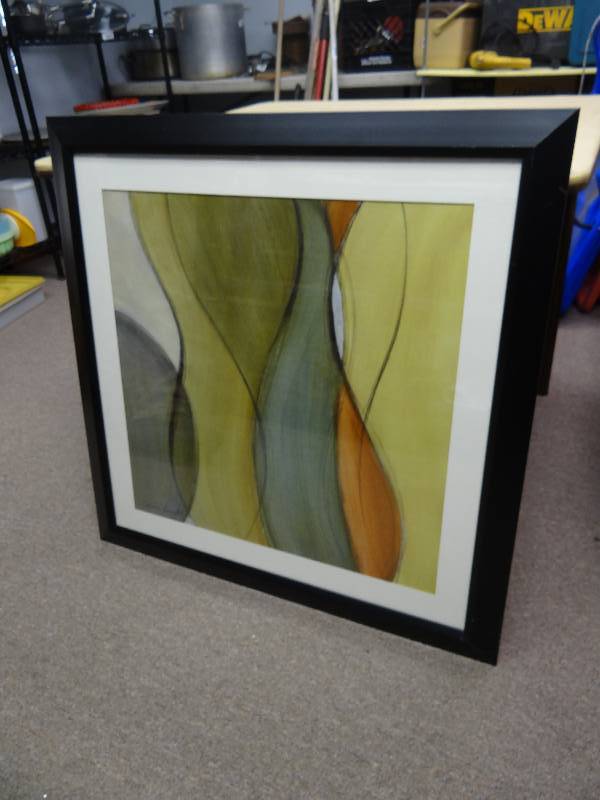 lot 2982 image: Signed Decorative Framed Art w Frame
