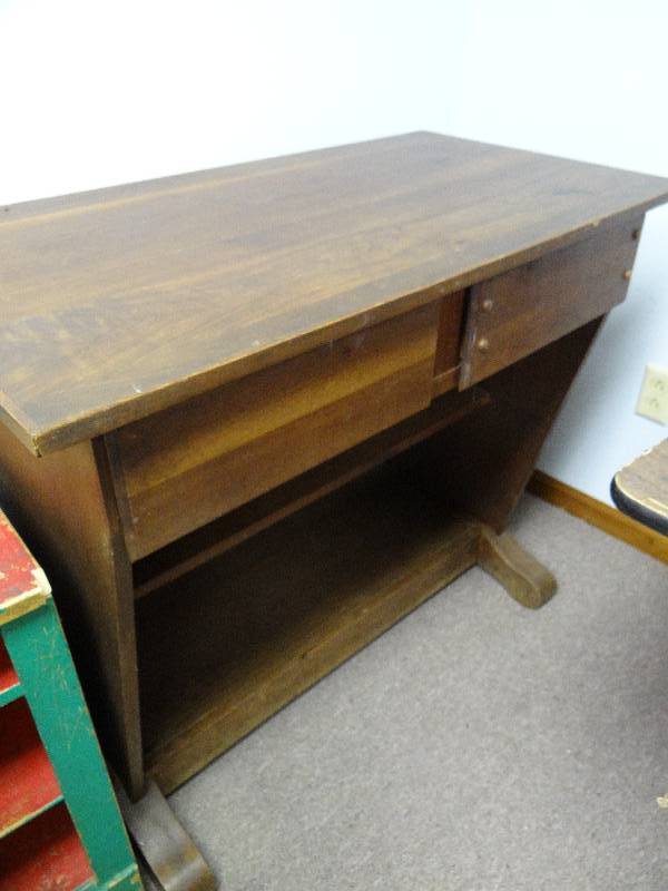 lot 2515 image: 2 Drawer Vintage Desk