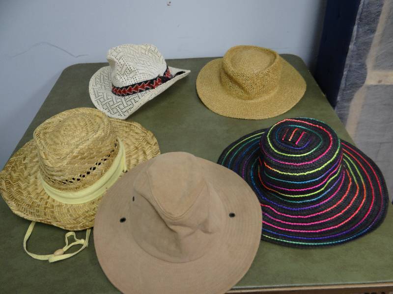 lot 2516 image: Lot of (5) Paper And Wicker Hats
