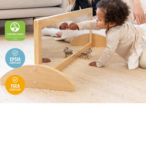lot 6327 image: Retail $112.99 ECR4Kids Double-Sided Bi-Directional Birch-Frame Standing Mirror, Full Length Mirror with Stand, Floor
