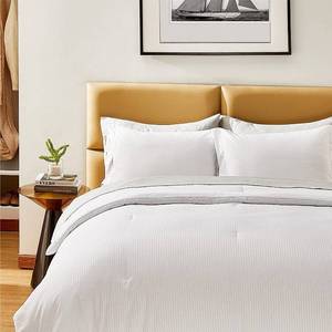 lot 6328 image: wonder smalala new york reversible comforter set stripe white 104in.x90in.