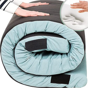 lot 6332 image: Retail $134.99 Hazli Memory Foam Camping Mattress Pad - CertiPUR-US Foldable Floor Mattress