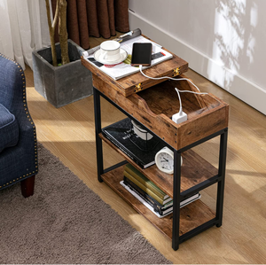 lot 6337 image: Retail $89.99 AUXSOUL End Table with Charging Station, Flip Top Side Table with USB Ports & Power