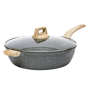 lot 6342 image: Retail $76.99 Carote 12.5 Nonstick Deep Frying Pan with Lid,Granite Cast Aluminum Skillet Pan