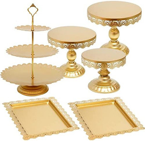 lot 6359 image: Retail $69.99 Gold Cake Stand Set for Dessert Table Decorations
