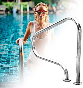 lot 6363 image: WangXLDD Swimming Pool Handrail, 304 Stainless Steel Handle, Humanized Curve Structure, Safety Grip Suitable for Indoor and Outdoor Pools (1 Pcs)