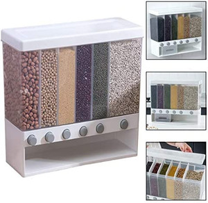 lot 6368 image: Wall Mounted Dry Food Dispenser - Whole Grains Rice Bucket, Rice Storage Container, Space Saving