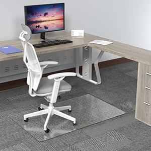 lot 6377 image: Amyracel Desk Chair Mat for Carpeted Floors, 48 x 30 in Transparent Thick Plastic Floor Mat for Office Chair