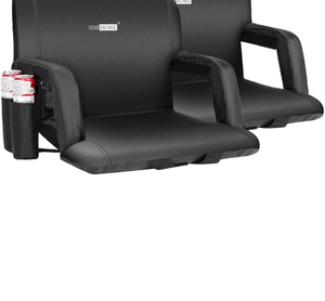 lot 6379 image: Retail $169.99 VIVOHOME Portable Reclining Stadium Seat Chairs for Bleachers with Padded Backrest and Adjustable Armrests, Set of 2