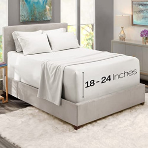 lot 7301 image: Nestl Extra Deep Pocket King Sheets Set - 6 PC Soft Microfiber Extra Deep Pocket King Size Sheets - Fade Resistant Bedding Sheets & Pillowcases - King, White