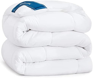 lot 7309 image: Bedsure Queen Comforter Duvet Insert - Quilted White Comforters Queen Size, All Season Down Alternative Queen Size Bedding Comforter with Corner Tabs