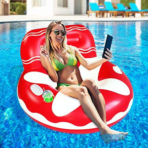 lot 7313 image: Pool Lounger Float for Adult , Float Hammock ,Inflatable Rafts Swimming Pool Air Sofa Floating Chair Bed,with Two Handle and a Big Cup Holder,Great for Chilling in The Pool