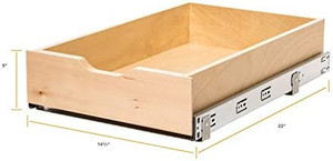 lot 7315 image: Knape & Vogt RS-WMUB-14-4-AS 5 in. H x 14.88 in. W 22 in. D Soft-Close Wood Drawer Box Pull Out Cabinet Organizer