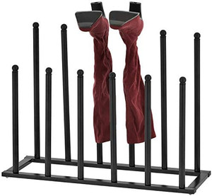 lot 7316 image: MyGift Modern Black Metal Freestanding Boot Rack Organizer Tall Boots Storage, Holds 6 Pair