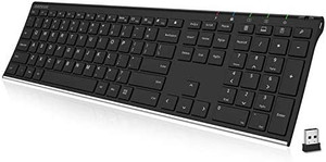 lot 7334 image: Arteck 2.4G Wireless Keyboard Stainless Steel Ultra Slim Full Size Keyboard with Numeric Keypad for ComputerDesktopPCLaptopSurfaceSmart TV and Windows 1087 Built in Rechargeable Battery