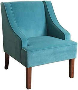 lot 7337 image: HomePop Swoop Arm Living-Room-Chair, Velvet Teal