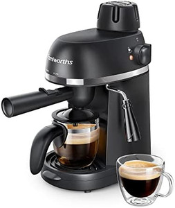 lot 7341 image: Espresso Machine with Milk Frother, 1-4 Cups Espresso Maker with Carafe, Latte and Cappuccino Machine Maker, Black