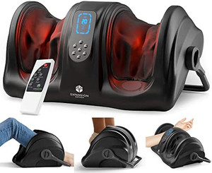 lot 7342 image: RETAIL $$110 Shiatsu Foot Massager Machine with Heat & Vibration Foot and Calf Massager for Plantar Fasciitis and Neuropathy Pain, Deep Kneading, Increases Blood Flow Circulation WRemote Control (Black)