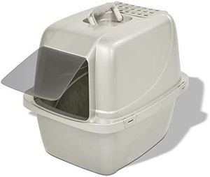 lot 7343 image: Van Ness Pets Odor Control Large Enclosed Cat Litter Box, Hooded, Pearl, CP6