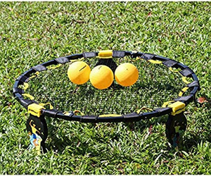lot 7362 image: JOGENMAX Spike Game Set, Outdoor Game Set, Playground Balls Game Set, Beach Game Set, Fully Foldable, Includes 3 Balls, Gift for Boys, Girls, Family, Party, Wedding