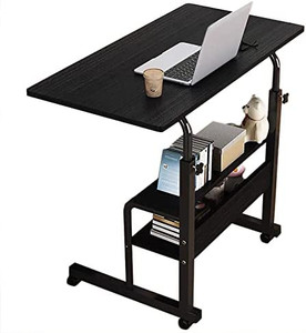 lot 7378 image: Computer Desk Home Office Desks, Standing Adjustable Laptop Desk for Small Spaces, Portable Work Study Desk Table, Modern Pc Gaming Desk with Storage for Bedroom, Desktop Size 31.5x15.7 inch Black