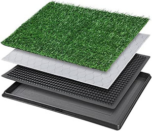 lot 7379 image: Dog Grass Pet Loo IndoorOutdoor Portable Potty, Artificial Grass Patch Bathroom Mat and Washable Pee Pad for Puppy Training, Full System with Trays