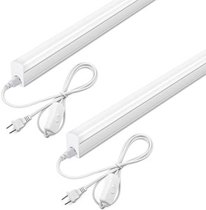 lot 8302 image: (Pack of 2) LELEJU LED T5 Integrated Single Fixture, 3FT, 15W, 6000K, 1500lm, Linkable Utility Shop Light, LED Ceiling & Under Cabinet Light, T5 Fluorescent Tube Light Fixture Replacement