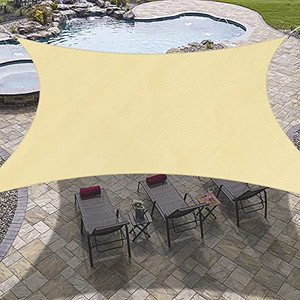 lot 8304 image: Sun Shade Sails for Patios 10 x 13 ft �� Sun UV Blocking Outdoor Covering Canopy, Sunshades for Backyard, Porch, Pergola, Lawn, Garden, Pool, Beach, Deck, Park and Carport, Beige